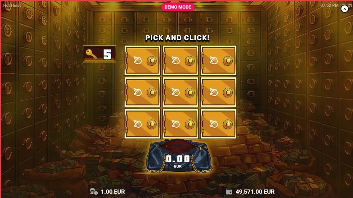 Tampilan visual neon dari slot Hot Heist